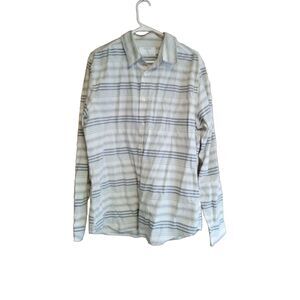 Vintage Guess Cotton Long Sleeve Button Down Shirt, White/Blue Striped, Men's LG